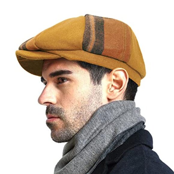 Men's Octagonal Hat Vintage Beret Flat Ivy Cabbie Driving Hunting Cap - Picture 1 of 1